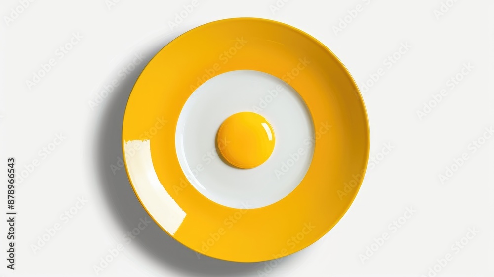 Ceramic plate with yellow circle on white background with clipping path Ceramic plate with yellow circle on white background with clipping path