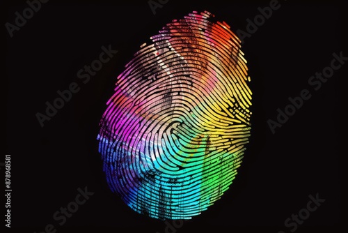 A dynamic fingerprint changing colors to show different authentication levels, Generative AI