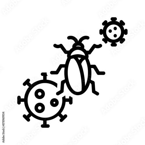 Vector black line icon for Cockroach infection