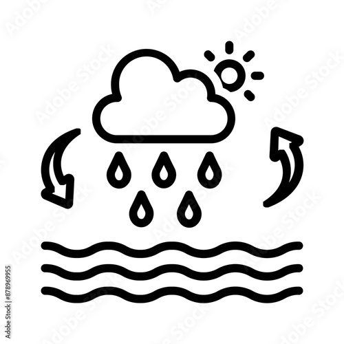 Vector black line icon for Evaporation