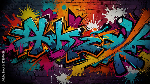 Vibrant colors design of abstract graffiti texture, a mix of abstract text and graffiti, wallpaper style,