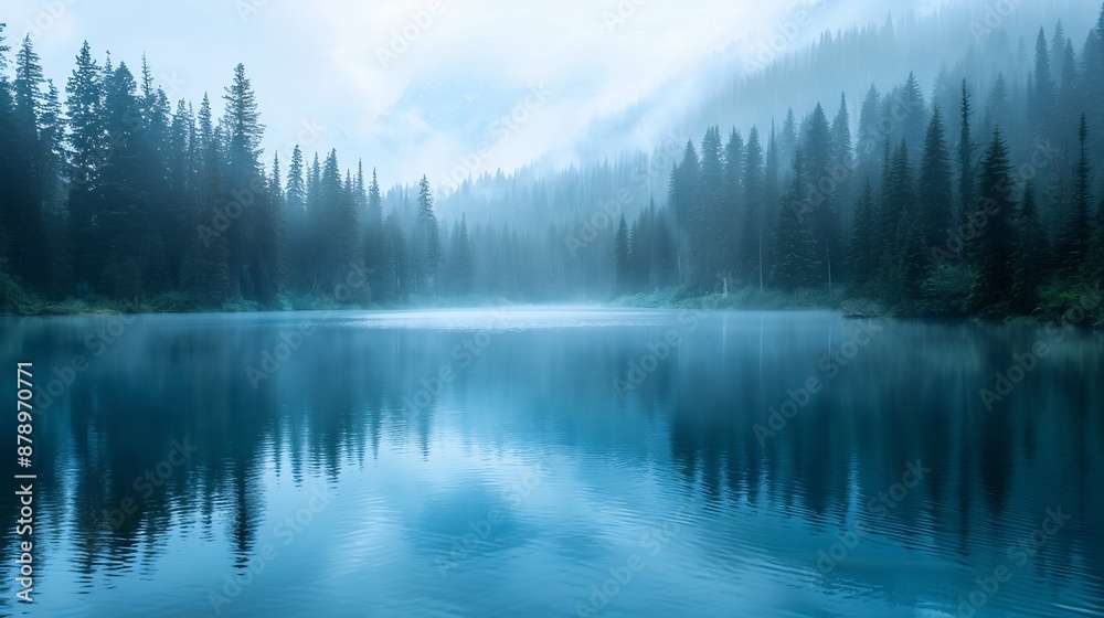 Misty Forest Lake Reflecting the Sky Misty Forest Lake Reflecting the Sky
