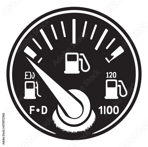 vector Fuel gauge indicator silhouette illustration