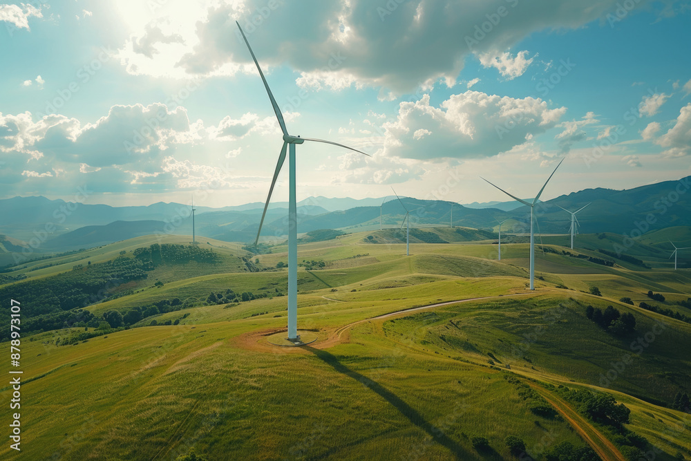 Wind turbines on mountainous grasslands Wind turbines on mountainous grasslands
