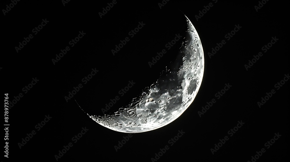 Crescent moon in the black sky of Eastern Asia observed in Thailand Crescent moon in the black sky of Eastern Asia observed in Thailand