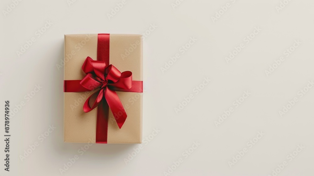Gift box with red ribbon on white background Gift box with red ribbon on white background