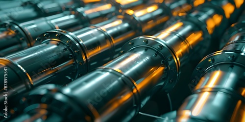 Industrial pipes transport CO2 to underground storage for carbon sequestration and climate action. Concept Carbon Sequestration, Climate Action, CO2 Transportation, Industrial Pipes