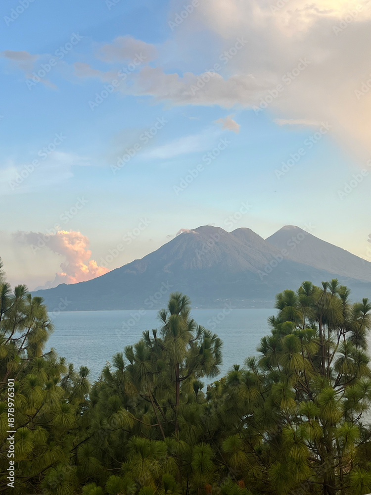 Fototapeta premium Volcano over Lake