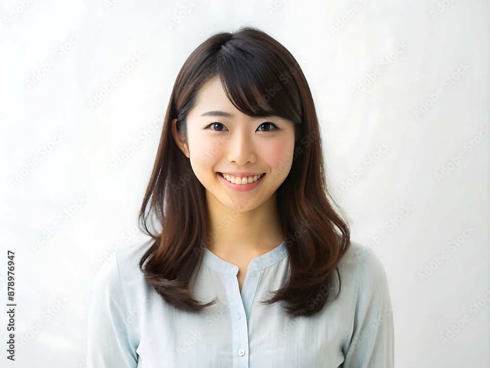 Happy Young Woman with Long Hair Smiling at the Camera. Happy Young Woman with Long Hair Smiling at the Camera.