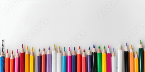Top view of school supplies on white background isolated objects. Concept School Supplies, Top View, White Background, Isolated Objects