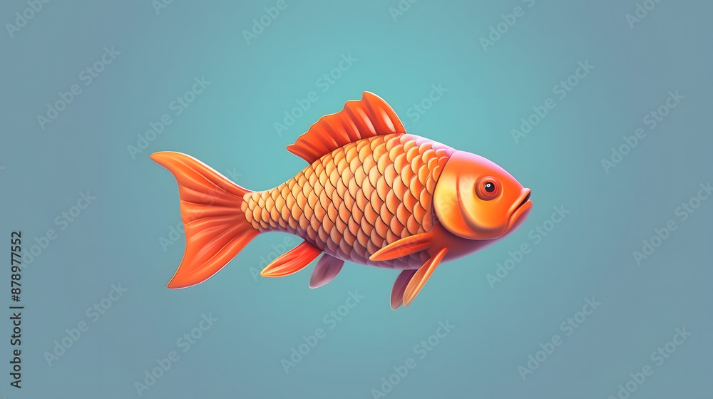 Fototapeta premium Carp fish 3d cartoon style