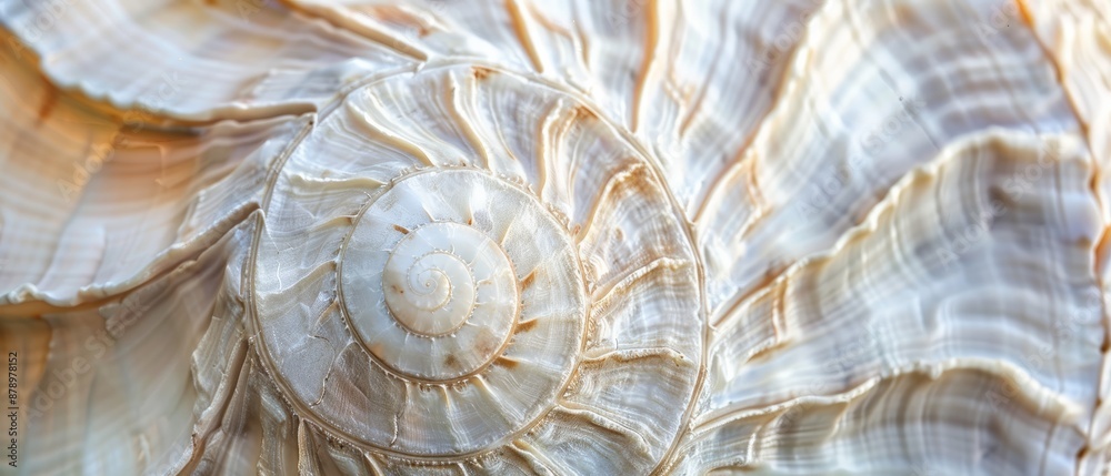 Panoramic close-up, high detail scan of nautilus shell texture, Generative AI Panoramic close-up, high detail scan of nautilus shell texture, Generative AI