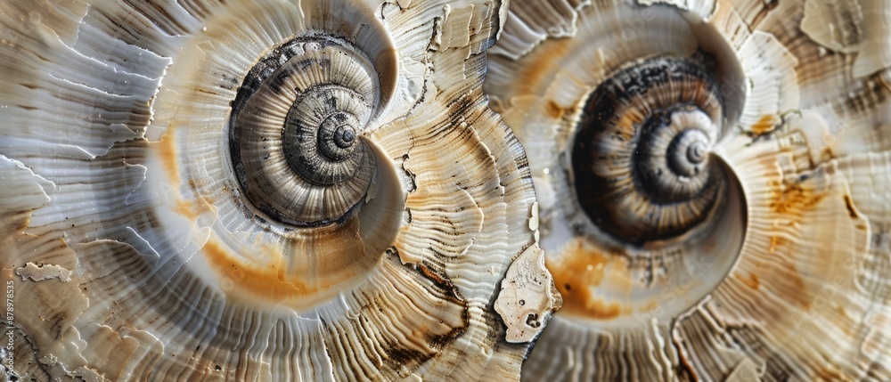 Panoramic close-up, high detail scan of operculum shell texture, Generative AI Panoramic close-up, high detail scan of operculum shell texture, Generative AI