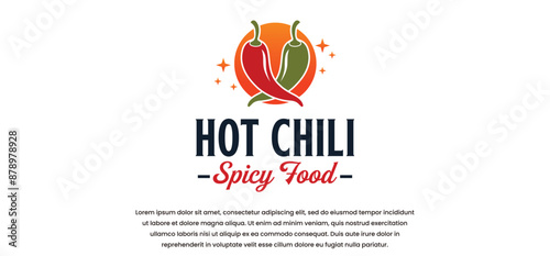 spicy red chili logo with creative vector premium concept
