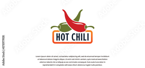 spicy red chili logo with creative vector premium concept