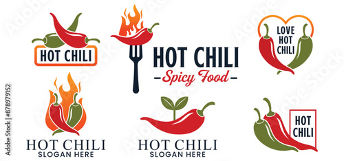 spicy red chili logo with creative vector premium concept