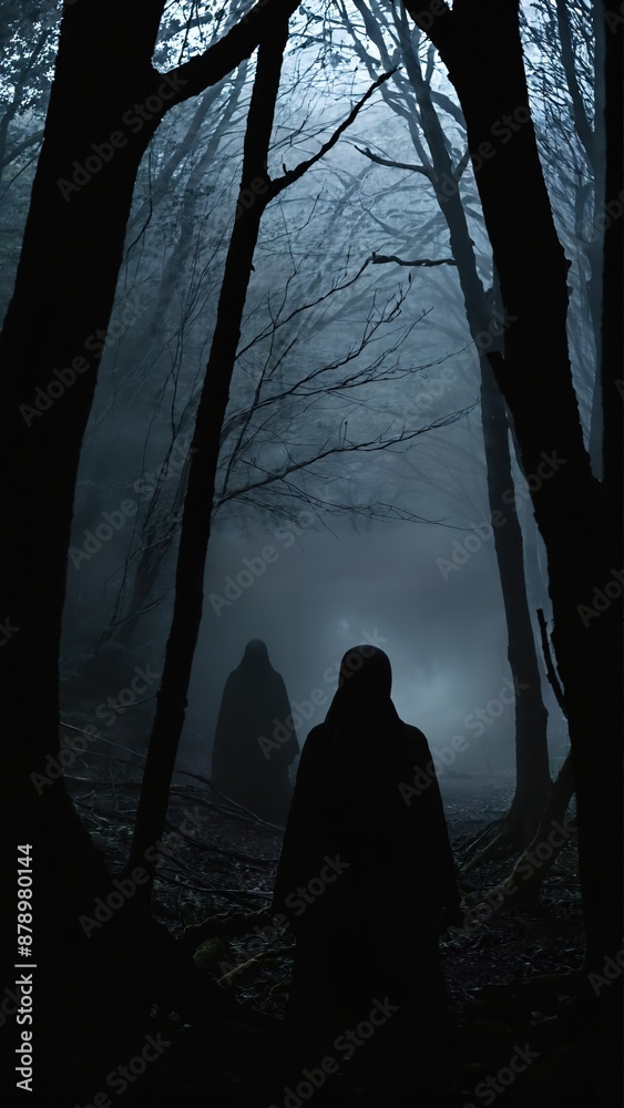 Generative AI, The Enigmatic Silhouettes: Mysterious Figures Cloaked in the Twilight of the Eerie Forest