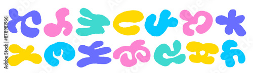hand drawn abstract fluid blob shapes random deformed figures set vector illustration