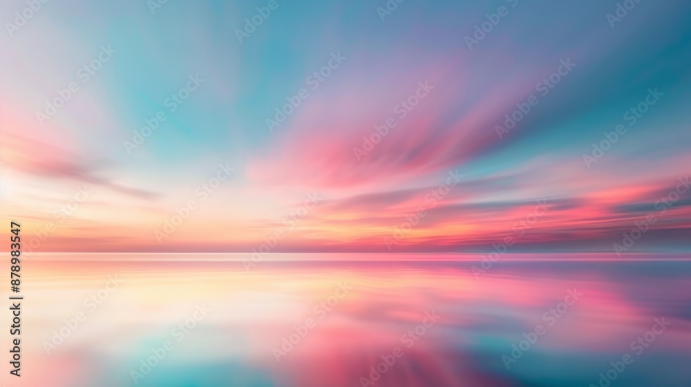 Stunning colorful sunrise over calm ocean waters with vibrant pink, blue, and orange hues blending harmoniously in the sky and reflecting on the water. Stunning colorful sunrise over calm ocean waters with vibrant pink, blue, and orange hues blending harmoniously in the sky and reflecting on the water.
