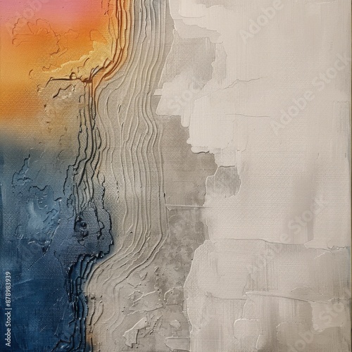 Wallpaper Mural Abstract Textural Painting with Cool and Warm Tones Torontodigital.ca