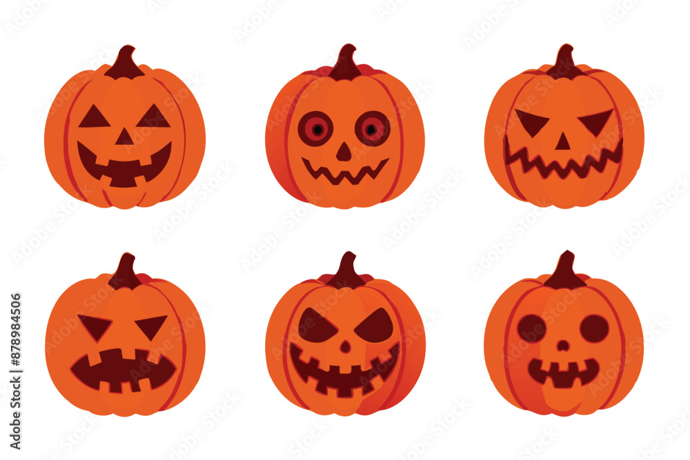 pumpkin faces, halloween jack-o-lantern characters vector illustration pumpkin faces, halloween jack-o-lantern characters vector illustration