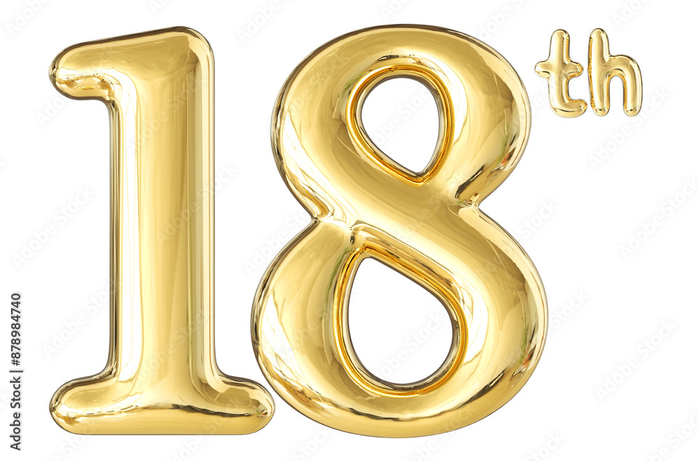 18th Anniversary Gold Number 3D 18th Anniversary Gold Number 3D