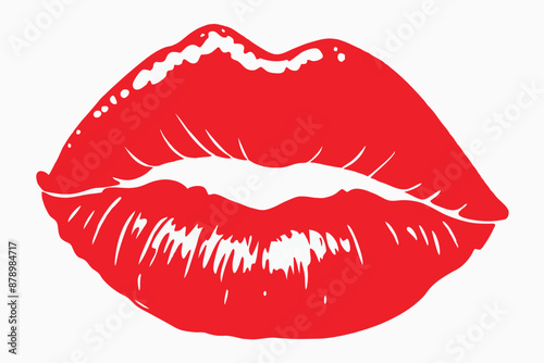 red lip print vector illustration isolated on white background