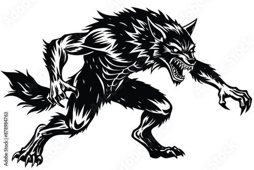 werewolf mythical creature vector illustration isolated on white background