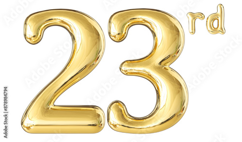 23rd Anniversary Gold Number 3D