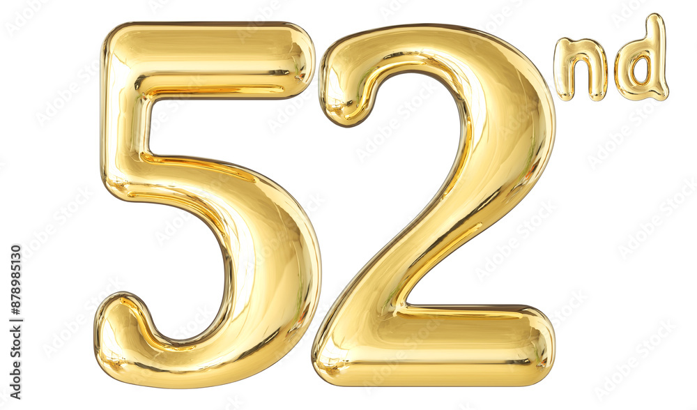 52nd Anniversary Gold Number 3D 52nd Anniversary Gold Number 3D
