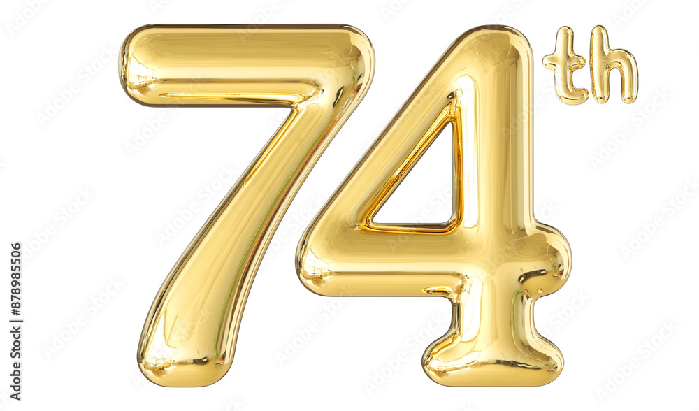 74th Anniversary Gold Number 3D