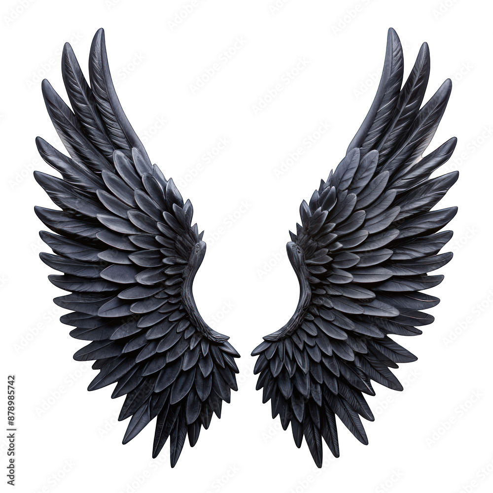 Fototapeta premium Black wings isolated on transparent background