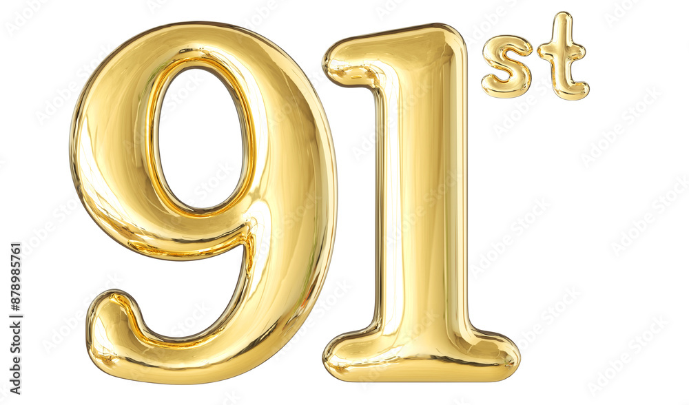 91st Anniversary Gold Number 3D 91st Anniversary Gold Number 3D
