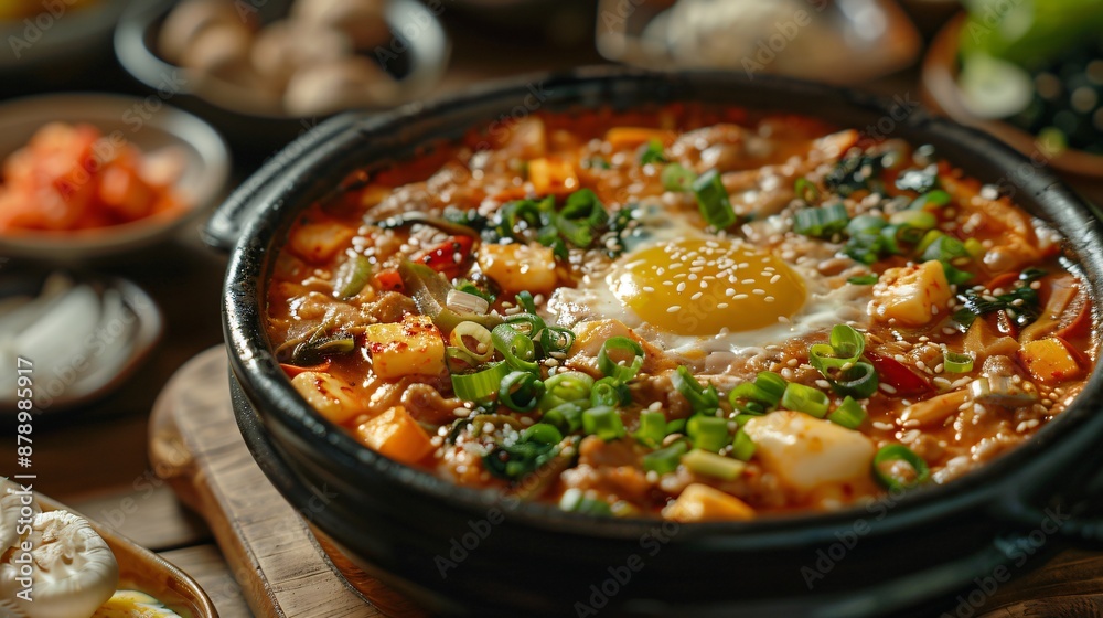 Korean traditional food Budaejjigae is a spicy stew
Korean traditional food Budaejjigae is a spicy stew