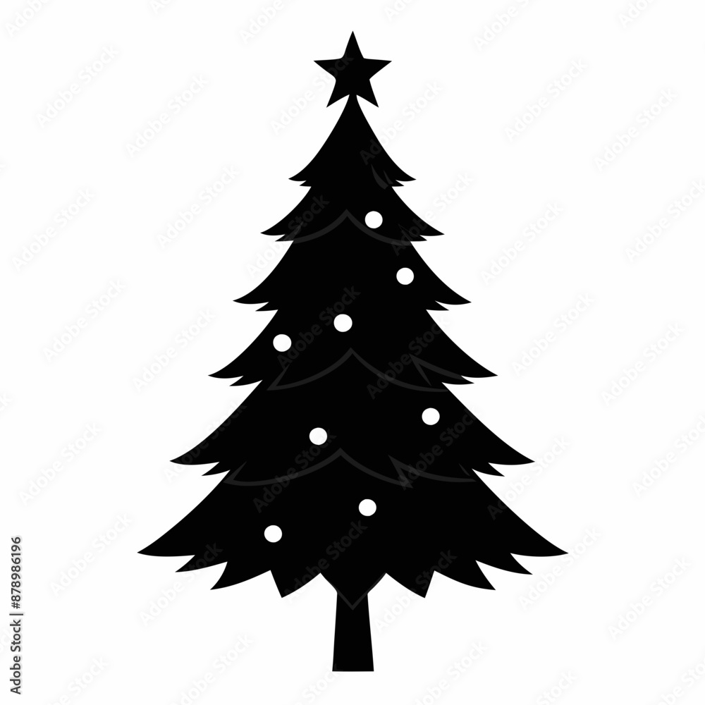 Obraz premium tree, christmas,,Christmas tree black single vector 