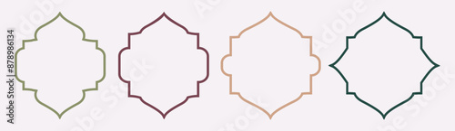 Islamic vector shape of a window or door arch. Arab frame set. Ramadan Kareem silhouette icon. Elegant Islamic frame shape. Vector design Set.