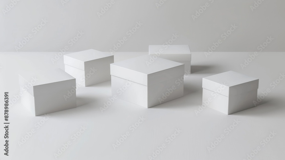 Boxes placed on a white background