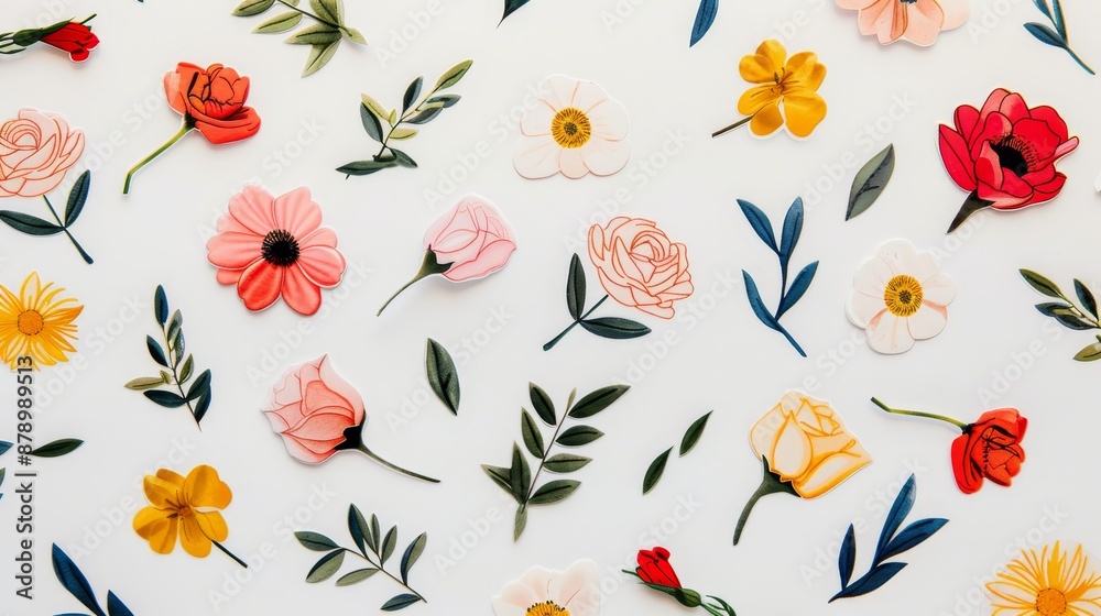 Fototapeta premium Set of scented stickers for aromatherapy, beautifully crafted with floral and herbal patterns, designed to uplift mood and atmosphere