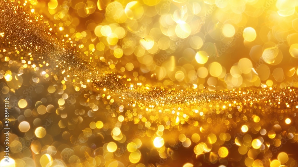 Gold Shiny Background with Sparkling Stream of Glitter and Confetti Gold Shiny Background with Sparkling Stream of Glitter and Confetti