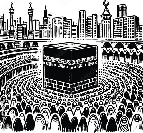 kaaba sketch illustration