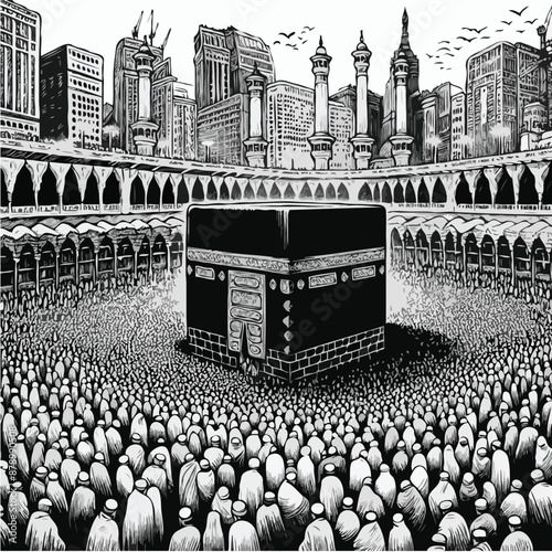 kaaba sketch illustration