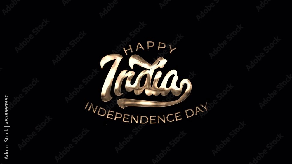 Happy India Independence Day greeting text animation. lettering text with alpha or transparent background, suitable for Independence Day India 15th august concept