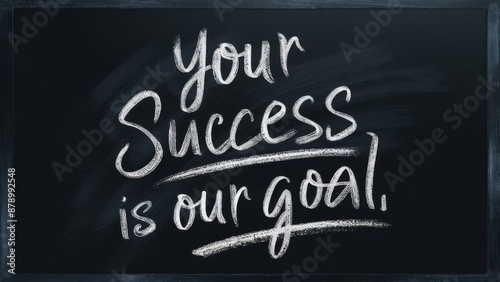Your Success is Our Goal Message Handwritten on Chalkboard, emphasizing corporate commitment