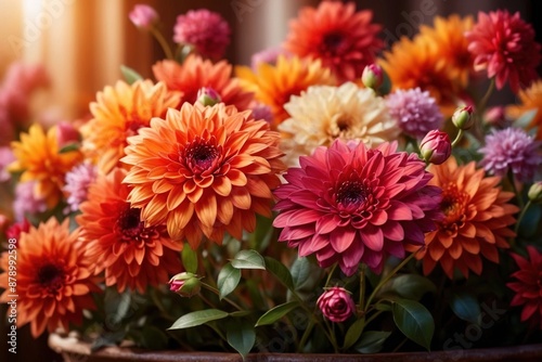 Decorative pink colorful flowers, bouquet of spring blossoms © Kheng Guan Toh