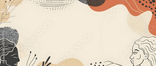 Minimalist Black History Month Doodle Page Print Border Design with Blank Space for Mockup photo