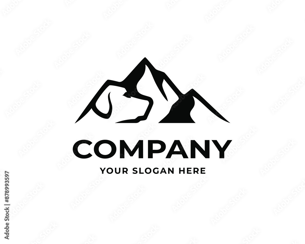 Dog mount trendy hill peak silhouette landscape wildlife logo design template illustration inspiration Dog mount trendy hill peak silhouette landscape wildlife logo design template illustration inspiration