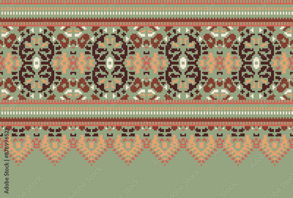 Pixel Tribal striped seamless pattern. Aztec geometric black-white background. Can be used in fabric design for clothes, accessories, decorative paper, wrapping,