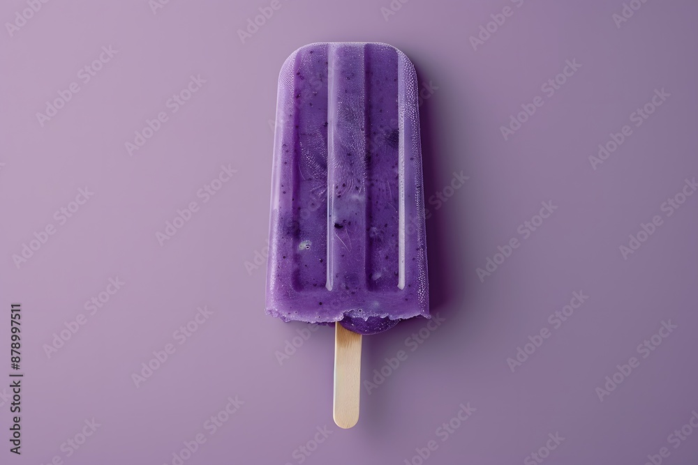 A single blueberry popsicle, perfectly positioned in a minimalist design The popsicle is the main focus with a simple white background. National Blueberry Popsicle Day A single blueberry popsicle, perfectly positioned in a minimalist design The popsicle is the main focus with a simple white background. National Blueberry Popsicle Day