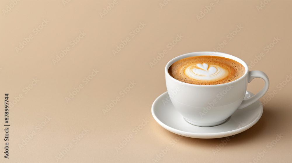 Latte: A classic espresso-based drink with steamed milk, creating a smooth and creamy texture, arranged on a solid background. Latte: A classic espresso-based drink with steamed milk, creating a smooth and creamy texture, arranged on a solid background.