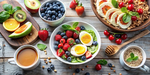 Wallpaper Mural Healthy breakfast with organic food for intermittent fasting and fat loss, intermittent fasting Torontodigital.ca